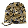 Gold & Black Circles--ADJUSTABLE DRAWSTRING Satin Lined Cap