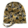 Gold & Black Circles--ADJUSTABLE DRAWSTRING Satin Lined Cap