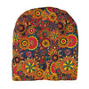 Geometric Floral --ELASTIC BAND Satin Lined Cap