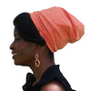 BAMBOO Bright Coral--ELASTIC BAND Satin Lined Cap