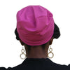 BAMBOO Berry Pink--ELASTIC BAND Satin Lined Cap