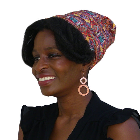 Geometric Diamonds --ELASTIC BAND Satin Lined Cap