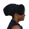 Black--ELASTIC BAND Satin Lined Cap