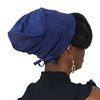 Navy--ADJUSTABLE DRAWSTRING Satin Lined Cap