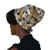 Gold & Black Circles--ADJUSTABLE DRAWSTRING Satin Lined Cap