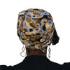 Gold & Black Circles--ADJUSTABLE DRAWSTRING Satin Lined Cap