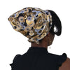 Gold & Black Circles--ADJUSTABLE DRAWSTRING Satin Lined Cap