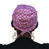 Pink Herringbone--ADJUSTABLE DRAWSTRING Satin Lined Cap