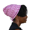 Pink Herringbone--ADJUSTABLE DRAWSTRING Satin Lined Cap