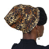 Cheetah--ELASTIC BAND Satin Lined Cap