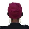 Wine--ELASTIC BAND Satin Lined Cap