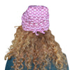 Pink Herringbone--ADJUSTABLE DRAWSTRING Satin Lined Cap