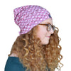 Pink Herringbone--ADJUSTABLE DRAWSTRING Satin Lined Cap