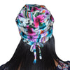 Flowers--ADJUSTABLE DRAWSTRING Satin Lined Cap