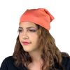 BAMBOO Bright Coral--ELASTIC BAND Satin Lined Cap