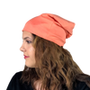 BAMBOO Bright Coral--ELASTIC BAND Satin Lined Cap
