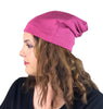 BAMBOO Berry Pink--ELASTIC BAND Satin Lined Cap