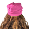 BAMBOO Berry Pink--ELASTIC BAND Satin Lined Cap
