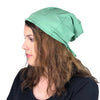 BAMBOO Jade Green--ADJUSTABLE DRAWSTRING Satin Lined Cap