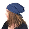 Navy--ADJUSTABLE DRAWSTRING Satin Lined Cap