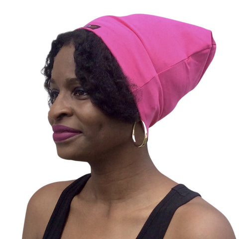 HOT Pink--ELASTIC BAND Satin Lined Cap
