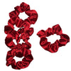 5 Pack Bundle Satin Scrunchie's--RED