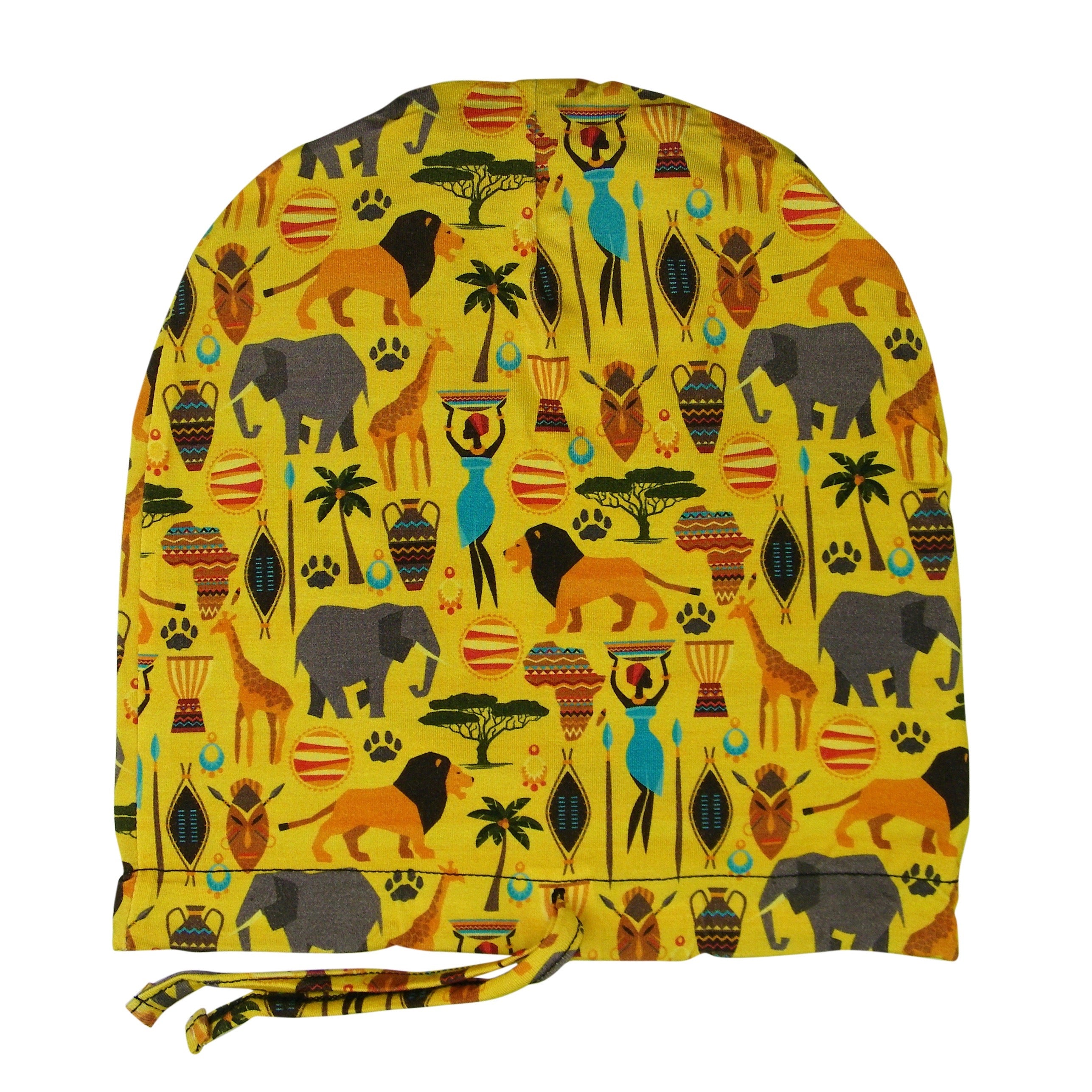 African Safari--ADJUSTABLE DRAWSTRING Satin Lined Cap