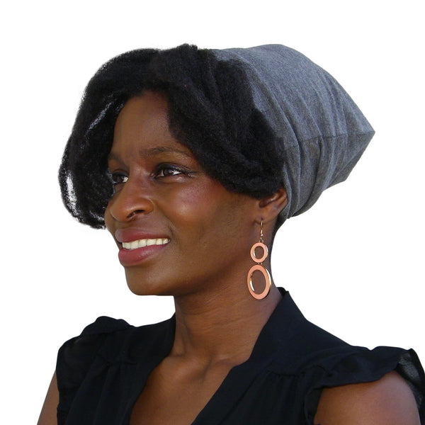 Heather Gray--ELASTIC BAND Satin Lined Cap