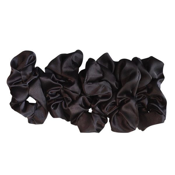 5 Pack Bundle Satin Scrunchie's--Black