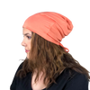 BAMBOO Bright Coral--ADJUSTABLE DRAWSTRING Satin Lined Cap