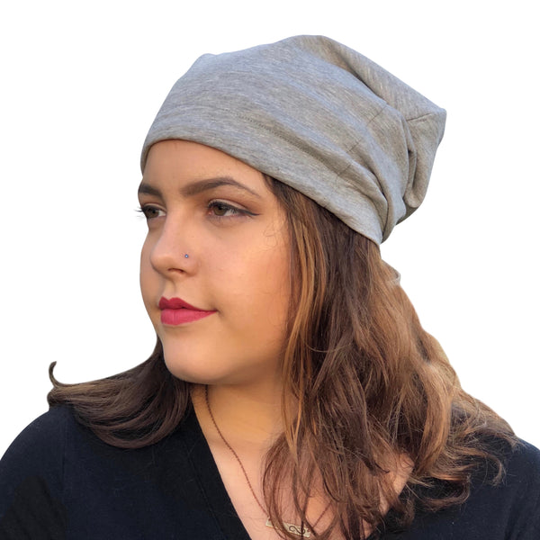 Light Gray--ADJUSTABLE DRAWSTRING     Satin Lined Cap
