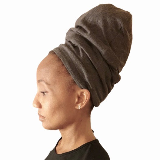 Heather Gray - XL - Extra Long--ADJUSTABLE DRAWSTRING Satin Lined Cap