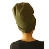 Olive Green - XL - Extra Long--ADJUSTABLE DRAWSTRING Satin Lined Cap
