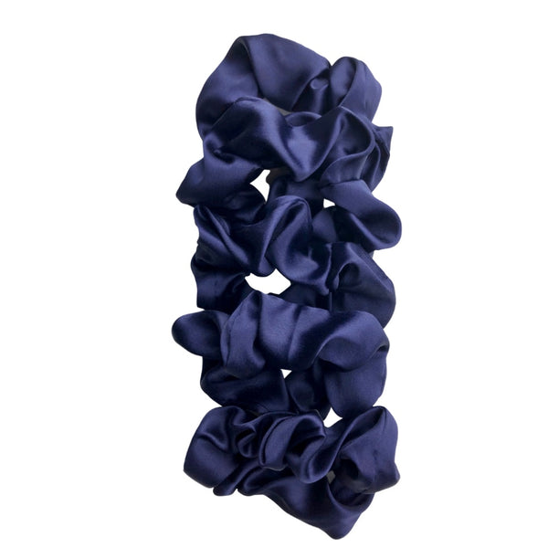 5 Pack Bundle Satin Scrunchie's Navy